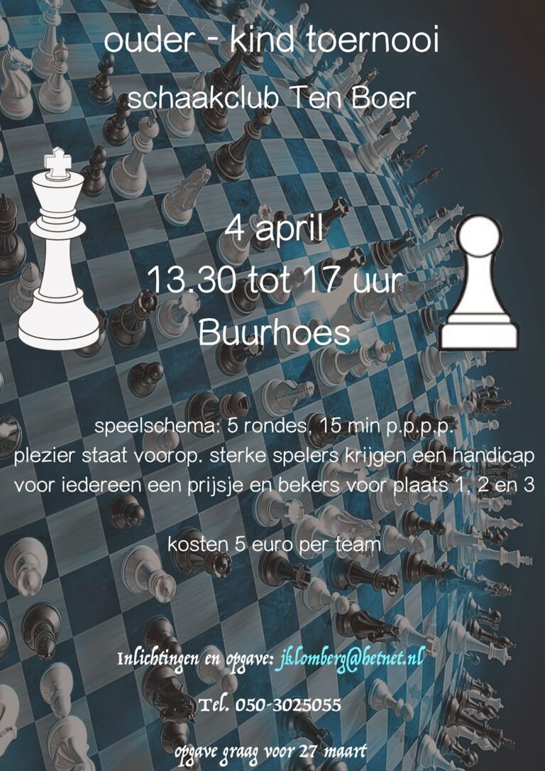 Ouder-kind toernooi 4 april